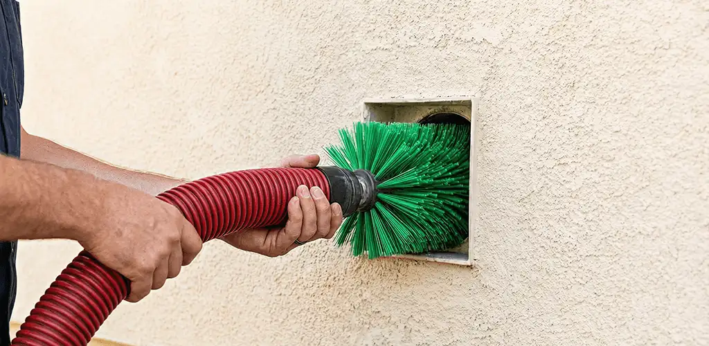 Air duct cleaning brush removing debris from a vent opening in Sacramento, CA