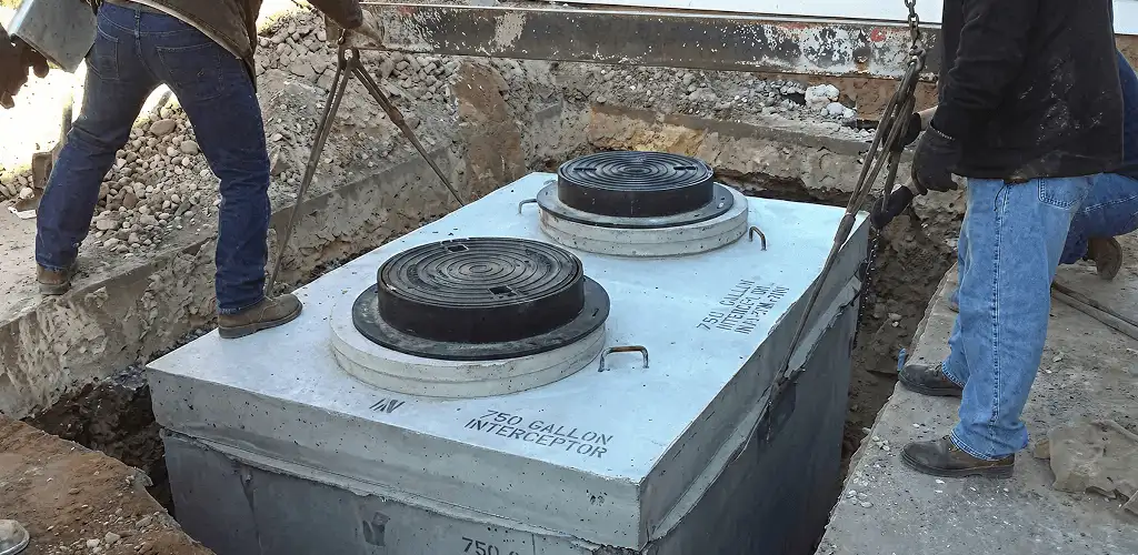 Grease trap installation for a commercial property drainage system in Sacramento, CA