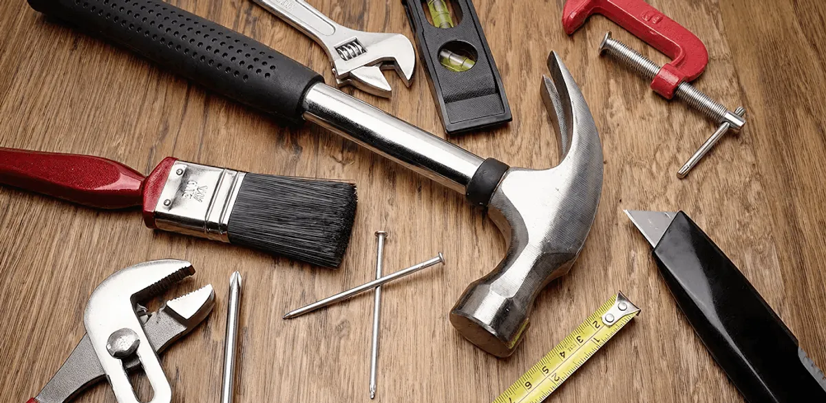 Handyman tools laid out for home repair and maintenance work in Sacramento, CA