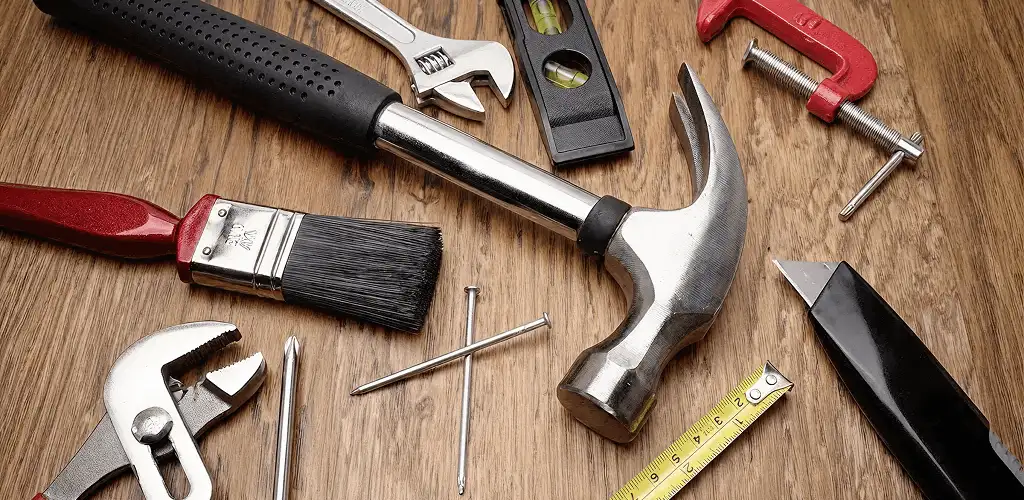 Handyman tools laid out for home repair and maintenance work in Sacramento, CA