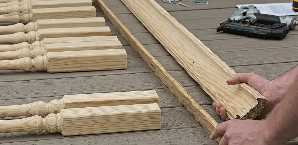 Handrail installation materials and wood components for stair rail work in Sacramento, CA